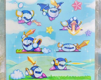 Très grande feuille d'autocollants Meta Knight | Fan Art du jeu Kirby