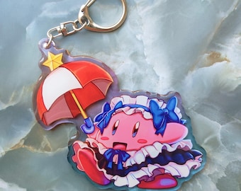 Kirby charm in maid outfit, double sided keychain gamer gift