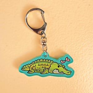 Lil Croc Acrylic Charm | Heart Crocodile Keychain UWU