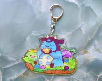 Shiny Miltank keychain charm. Pokemon charm gamer gift