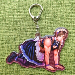 Maid Leon Kennedy keychain charm, Resident Evil 4 Remake