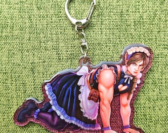 Maid Leon Kennedy keychain charm, Resident Evil 4 Remake