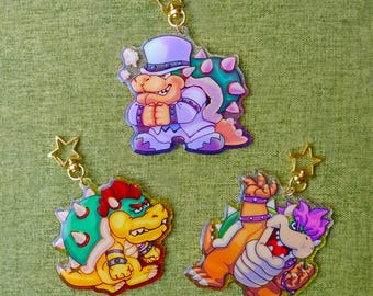 Large Bowser Keychain Acrylic Charms, Mario Odyssey, Smash Bros, Mario RPG