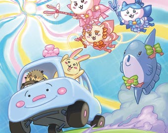 魔法のちいかわ、はちわれ、シーサー 8 x 8 インチプリント