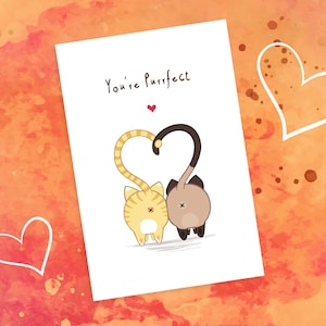 Usted es Purrfect Postal / Gato Traseros, Postal del Gato, Postal Bonita, Postal de Amor, Ideas de Regalo, Postal Kawaii, Postal del Día de San Valentín