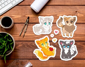 Cute Kawaii Cat Stickers | Cat Sticker Sheet, Cute Stickers, Gift Ideas, Kawaii Sticker Designs, Kiss Cut Stickers, Cat Designs, Hearts