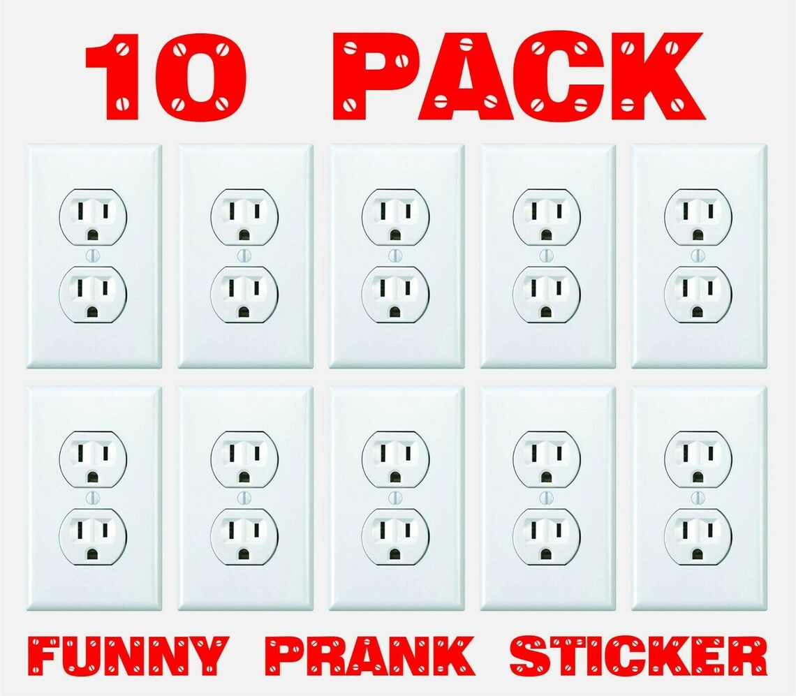FUNNY ELECTRICAL OUTLET Stickers 10 Pack Prank Fake Joke Decal Etsy