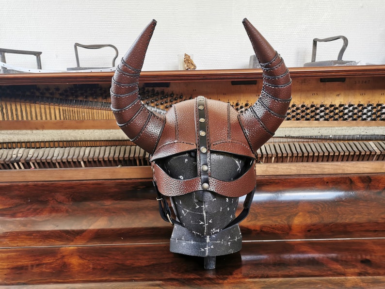 Viking Helmet Has Real Leather Horn Handmade | Etsy
