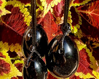 Black Obsidian Yoni Eggs - Set Of 3