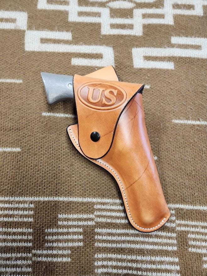 80's NORTH  WOODS カナダ製　襟肩レザー　ボーダーカバーオール Pre-made Flap Holster (scarred) - Ruger Blackhawk 4.62