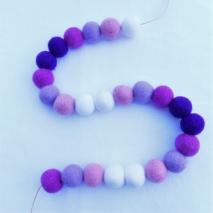AZO-Free Wool Felt Ball Garland / Purple Dream