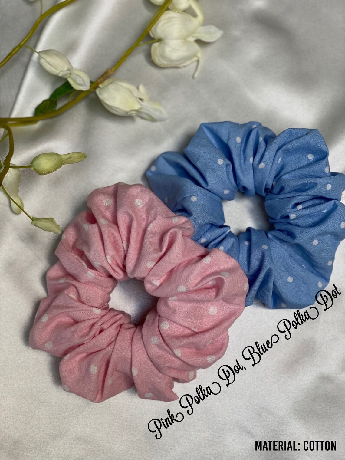 Large Satin and Cotton Scrunchie Hair Tie Top Knot Hair | Etsy