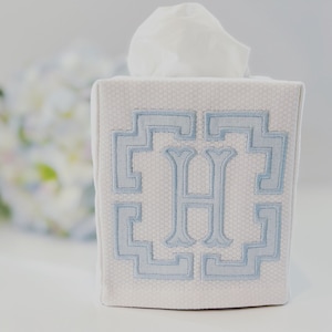 Appliqué tissue box cover/Monogrammed appliqué tissue box cover