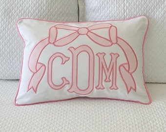 Appliqué Monogram Pillow Cover/Custom Embroidered Pillow Cover