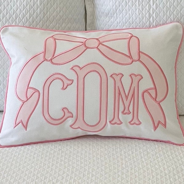 Appliqué Monogram Pillow Cover/Custom Embroidered Pillow Cover