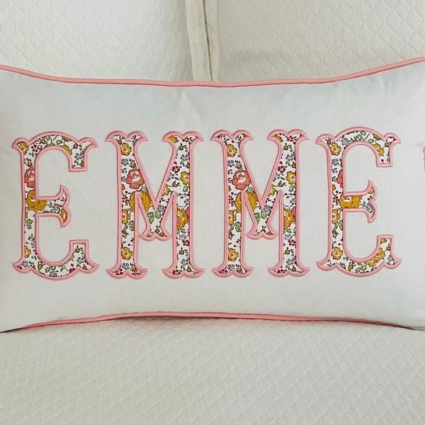 Liberty of London Appliqué Name Pillow Cover