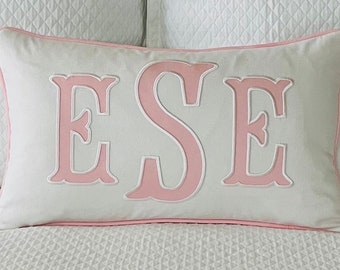 Appliqué Monogram Pillow Cover/Custom Embroidered Pillow Cover