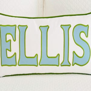 Name appliqué monogram pillow cover/custom embroidered pillow cover