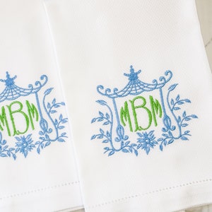 Monogrammed linen guest towel/custom pique cotton guest towel