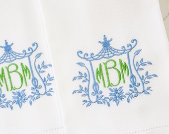 Monogrammed linen guest towel/custom pique cotton guest towel