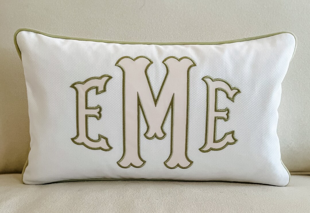 Appliqué Monogram Pillow Cover/custom Embroidered Pillow Cover Etsy