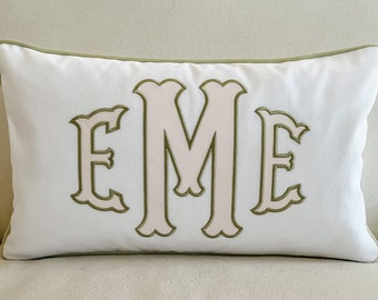 Appliqué Monogram Pillow Cover/Custom Embroidered Pillow Cover