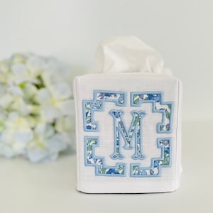 Liberty of London appliqué tissue box cover with or without decorative trim detail