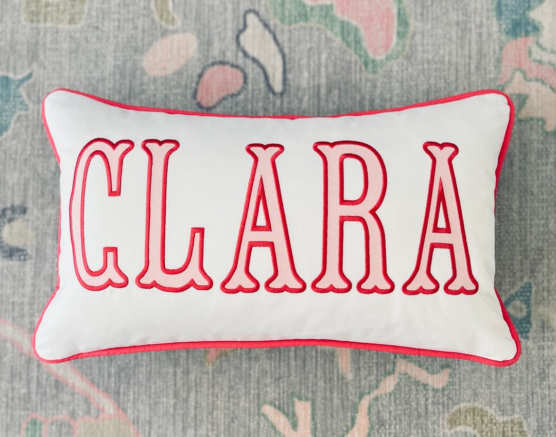 Name Appliqué Monogram Pillow Cover/custom Embroidered Pillow Cover Etsy
