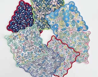 Liberty of London Floral Scalloped Cocktail Napkins ~ Set of Four