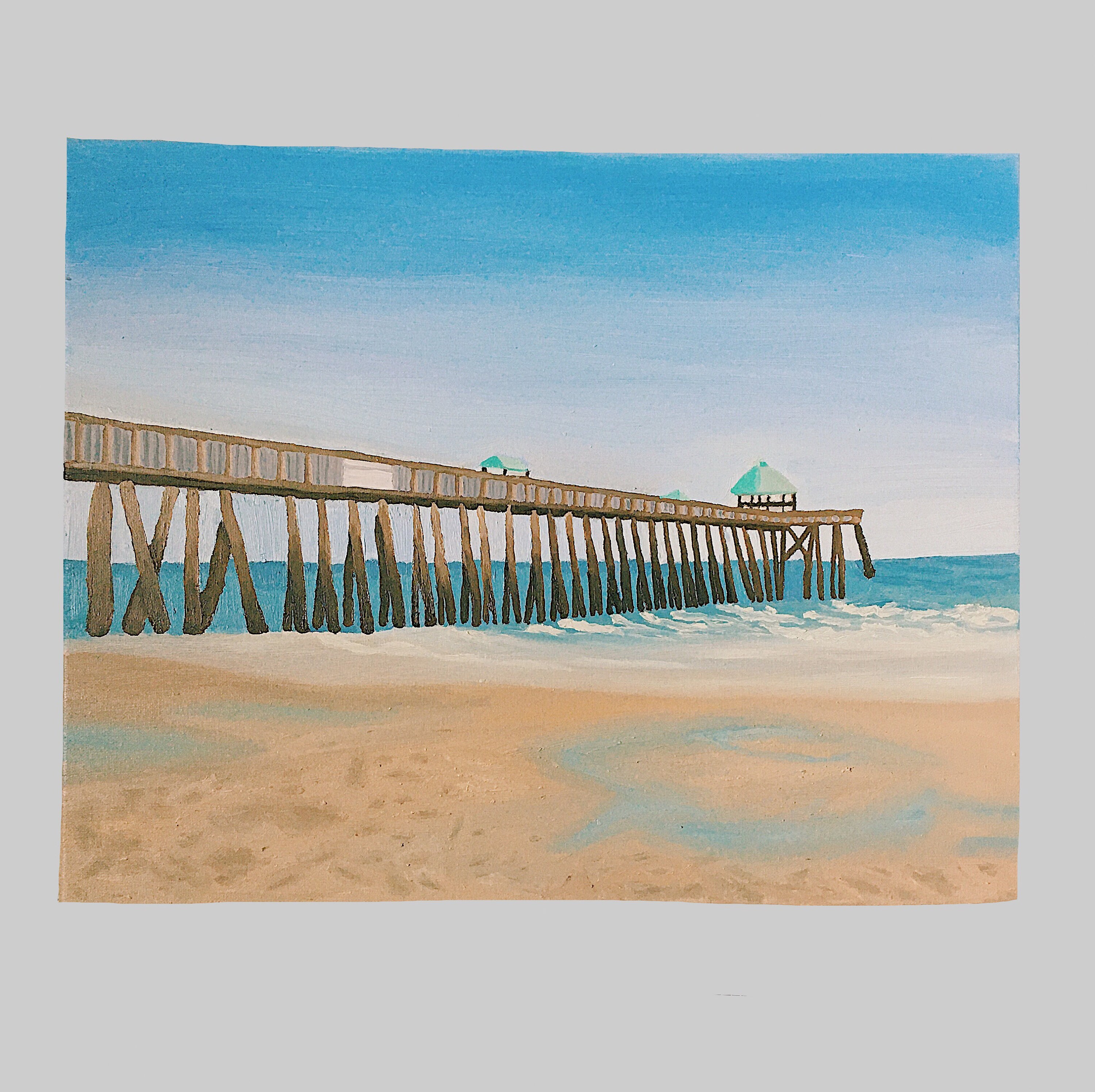 Ocean Pier Oil Painting Charleston Pier Etsy
