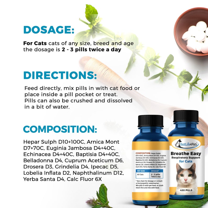 Breathe Easy Respiratory Support for Cats Eases Cough, Runny Nose and Cat Flu Flu Fever Nasal