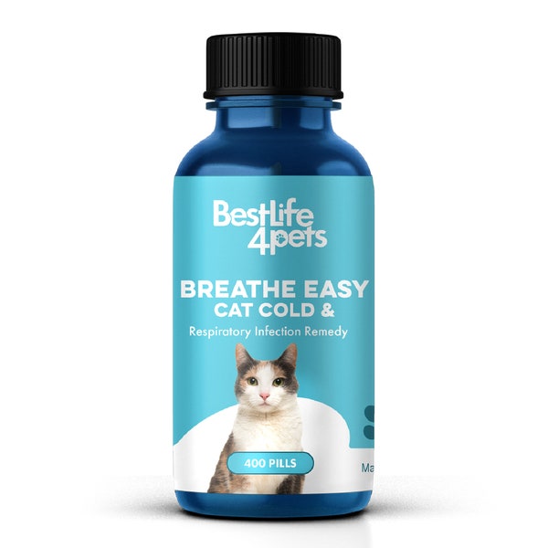 Breathe Easy Respiratory Support for Cats - Eases Cough, Runny Nose and Cat Flu - Flu Fever Nasal Discharge Natural Supplement