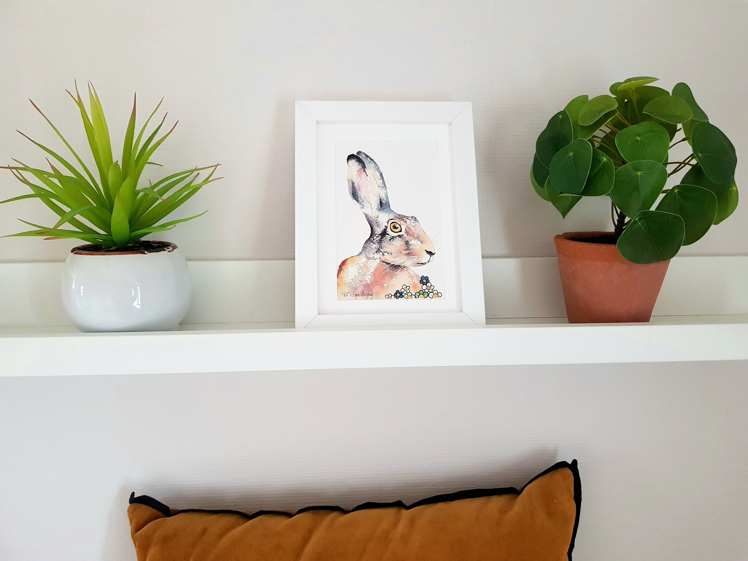 Aquarelle Artisanale Déco Lapin