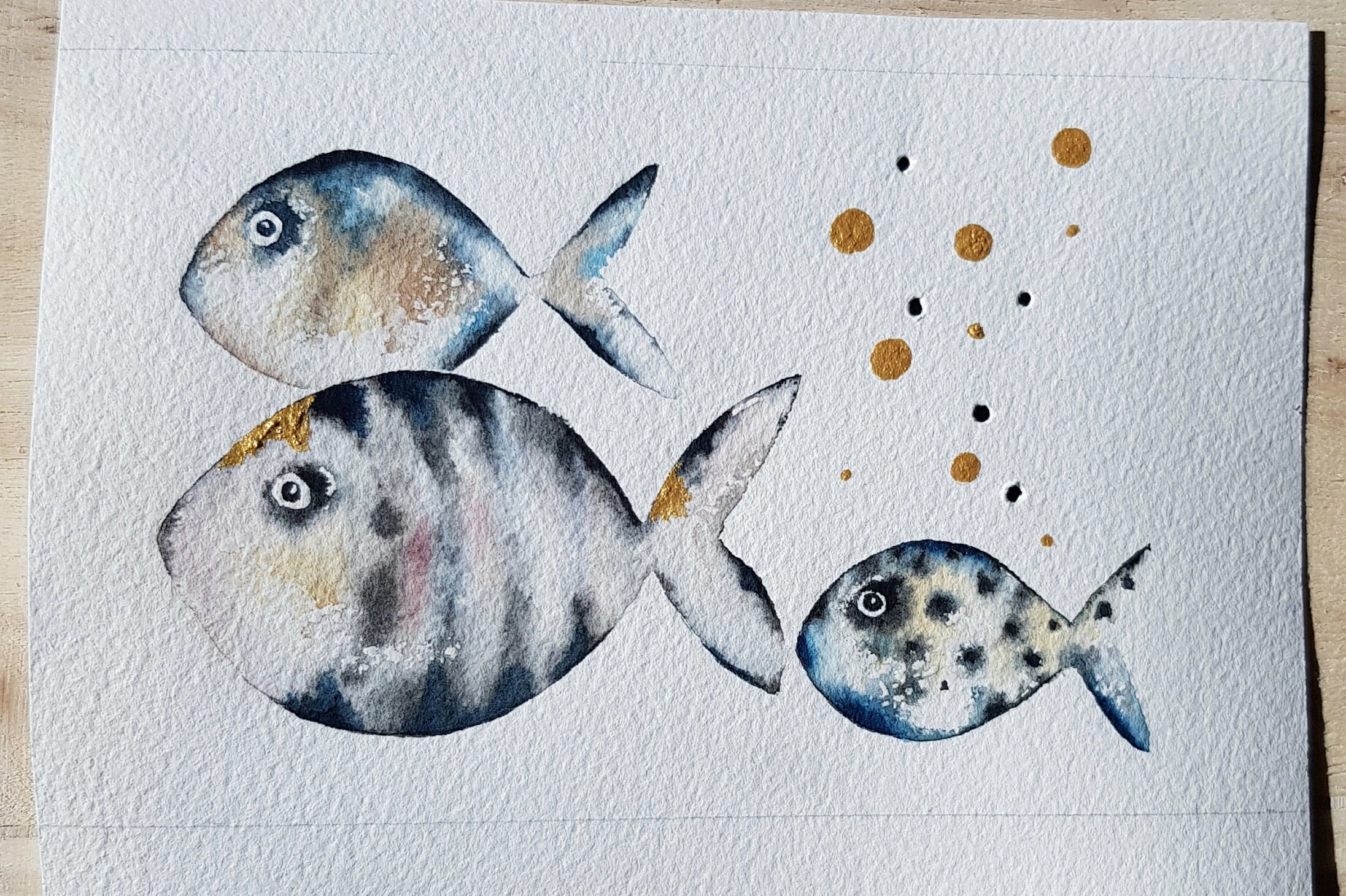 Aquarelle Originale de Poissons
