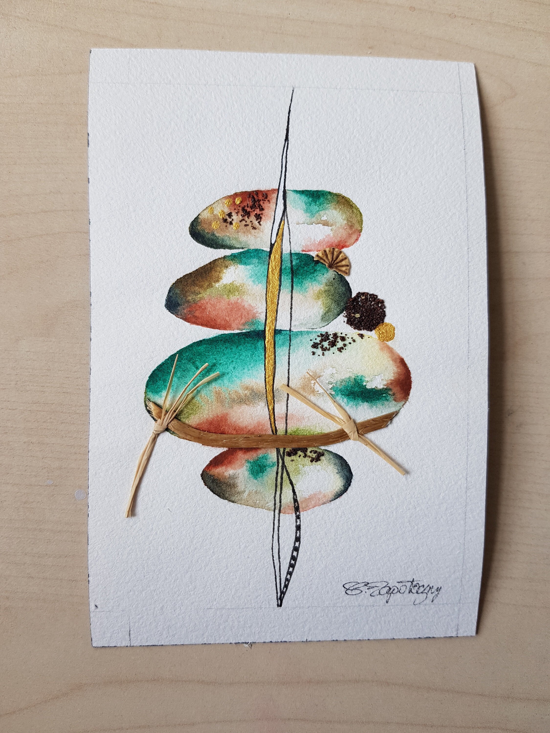 Aquarelle de Galets Mer Colorés