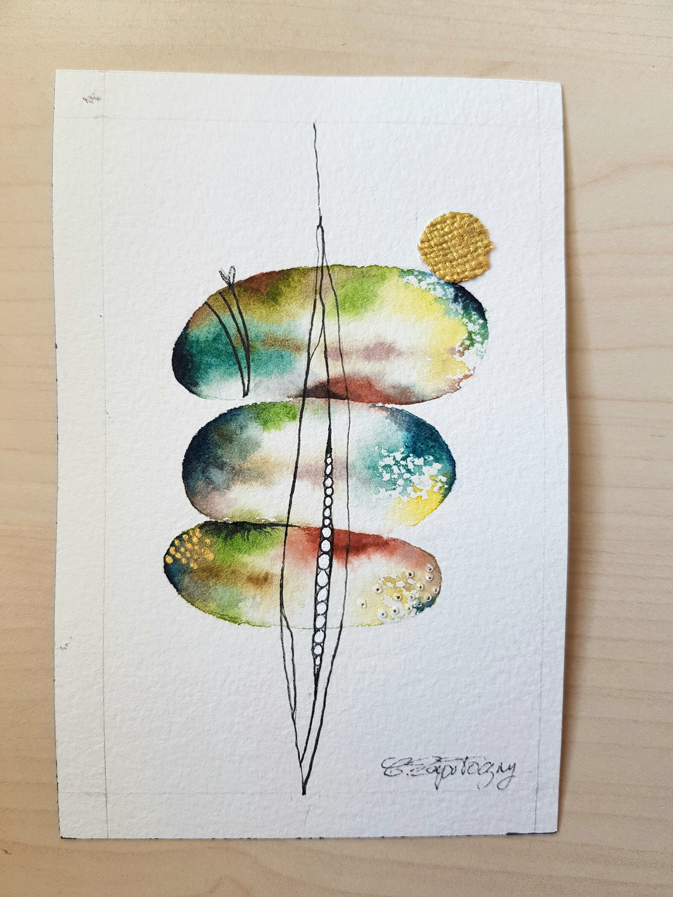 Aquarelle Galets de Mer Colorés