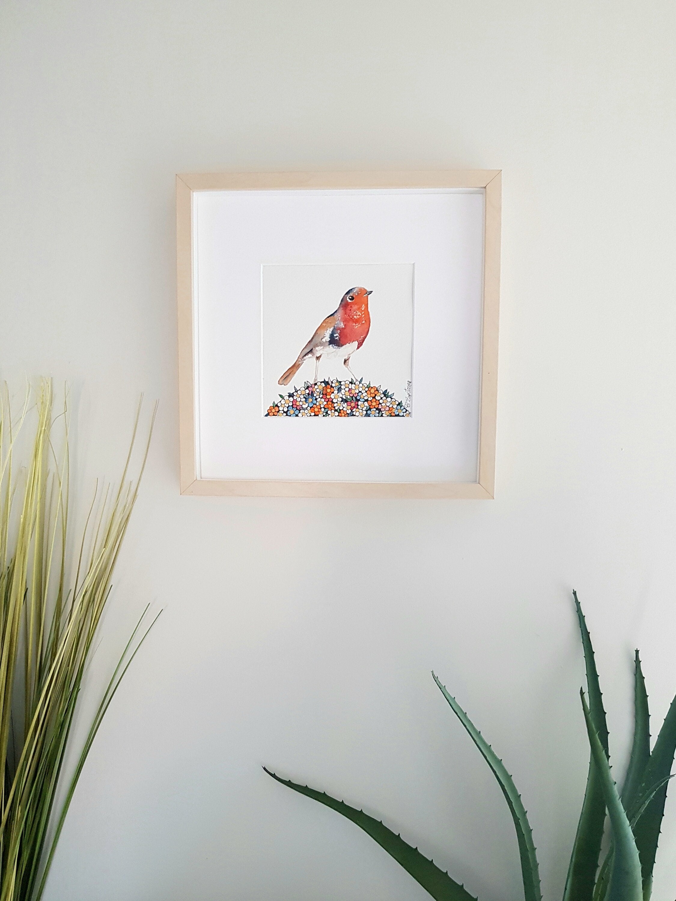 Rouge Gorge Original à L'aquarelle Artisanale