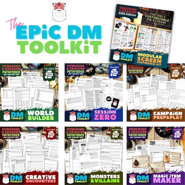 The Epic DM Toolkit - Bundle & Save! For DnD, Pathfinder and other Tabletop Role Playing Games (note: Modular Screen is DnD5e only)