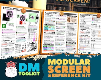 DnD Customizable DM Screen | 150+ Reference Tables for D&D 5e | Printable PDF + Resizable PNGs | Dungeon Master Toolkit