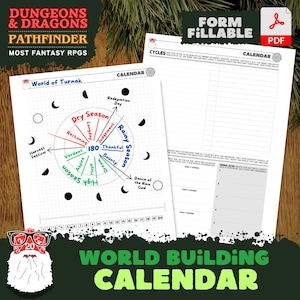 DnD Weltkalender für Rollenspiele | World-Gebäude-Vorlage | Ausfüllbares PDF | Perfekt für Dungeon Masters | Digitaler Download
