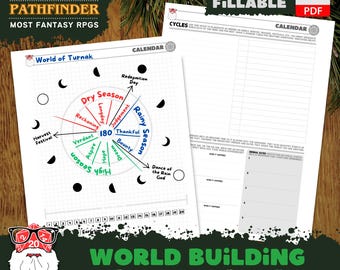 DnD World Calendar: Fillable PDF for Dungeon Masters (Digital Download)