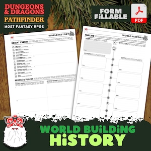 DnD Weltgeschichte für Rollenspiele | World-Gebäude-Vorlage | Ausfüllbares PDF | Perfekt für Dungeon Masters | Digitaler Download