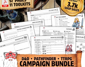DnD DM Campaign Journal: RPG Session Planner + NPC Tracker (Fillable PDFs)