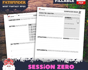 DnD Session Zero Campaign Brief: Fillable PDF for Dungeon Masters (Digital Download)