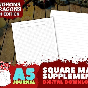 Suplemento de mapa cuadrado Dnd 5e al diario de personajes para Dungeons & Dragons Quinta edición – Print 'n Fold A5 Journal - Descarga digital PDF