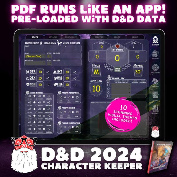Dnd 5e 2024 character sheet fillable pdf - Etsy Italia