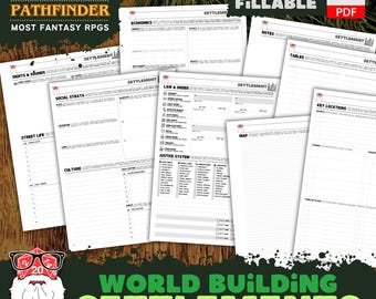 DnD Settlement Builder: RPG Worldbuilding Template (Fillable PDF)