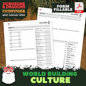 DnD Kultur Ersteller für Rollenspiele | World Gebäude Vorlage | Ausfüllbares PDF | Perfekt für Dungeon Masters | Digitaler Download