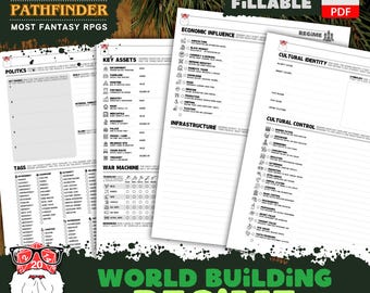 DnD World Building Regime: RPG Campaign Template (Fillable PDF)