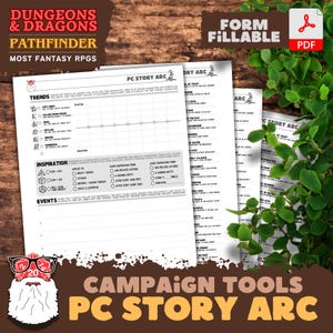 D&D Character Arc Planner | PC Story Development | RPG Character Growth Tracker | DM Player Tools | Digital Download